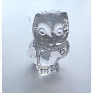 Princess House 24% Lead Crystal Owl Figurine Clear Glass Paperweight Germany 3.5